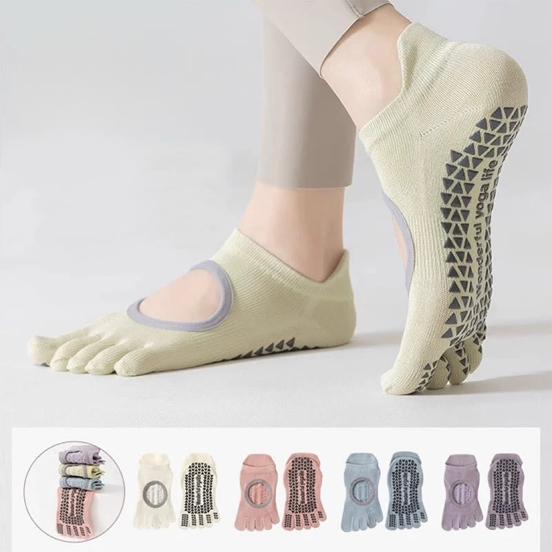 Olivenorma Fünf-Zehen-Yogasocken mit rutschfestem, offenem Schaft - image 0