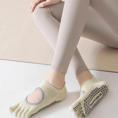 Olivenorma Fünf-Zehen-Yogasocken mit rutschfestem, offenem Schaft - image 8