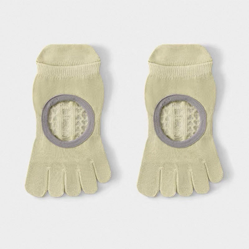 Olivenorma Fünf-Zehen-Yogasocken mit rutschfestem, offenem Schaft - Hellgrün - 6 Paar - image 3