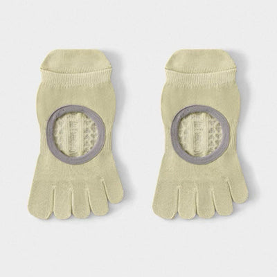 Olivenorma Fünf-Zehen-Yogasocken mit rutschfestem, offenem Schaft - Hellgrün - 6 Paar - image 3