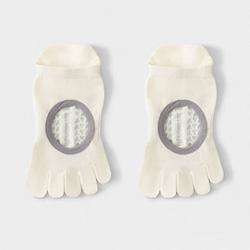 Olivenorma Fünf-Zehen-Yogasocken mit rutschfestem, offenem Schaft - Weiß - 6 Paar - image 12