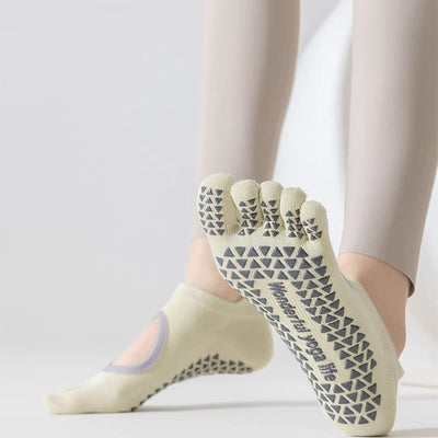 Olivenorma Fünf-Zehen-Yogasocken mit rutschfestem, offenem Schaft - image 7