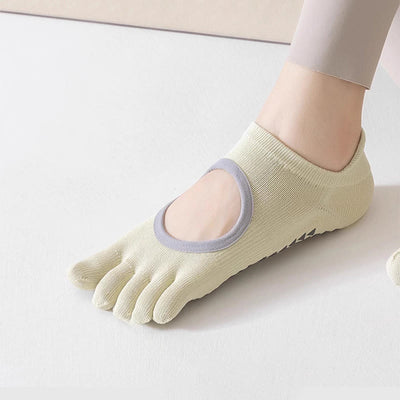 Olivenorma Fünf-Zehen-Yogasocken mit rutschfestem, offenem Schaft - image 4