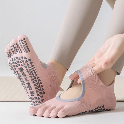 Olivenorma Fünf-Zehen-Yogasocken mit rutschfestem, offenem Schaft - image 11