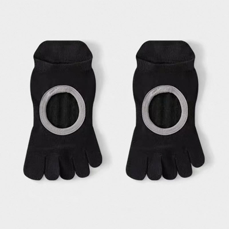 Olivenorma Fünf-Zehen-Yogasocken mit rutschfestem, offenem Schaft - Schwarz - 6 Paar - image 14