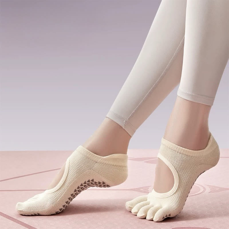 Olivenorma Fünf-Zehen-Yogasocken mit rutschfestem, offenem Schaft - image 16