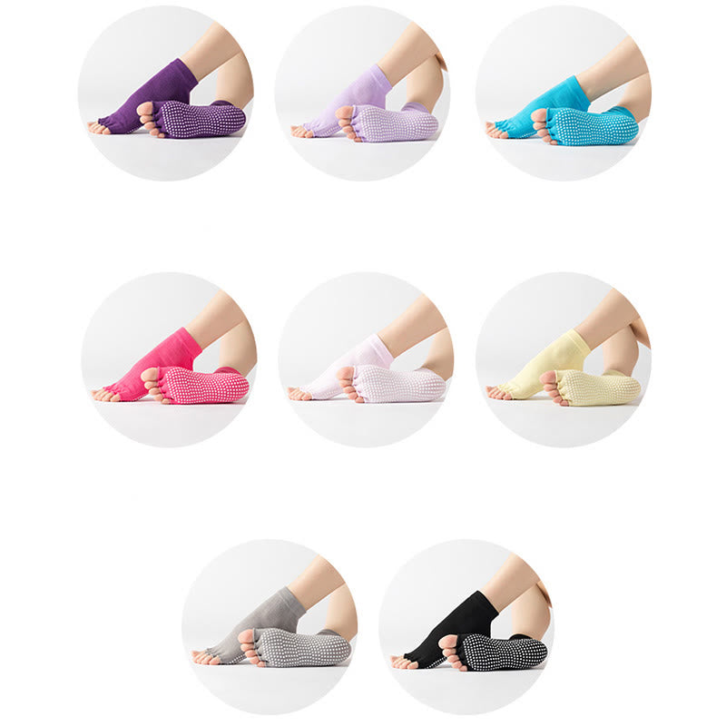 Olivenorma Bunte, knöchellange, zehenfreie Pilates-Socken für Damen, rutschfeste Yoga-Socken - image 24