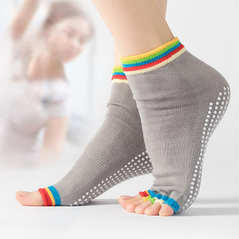 Olivenorma Bunte, knöchellange, zehenfreie Pilates-Socken für Damen, rutschfeste Yoga-Socken - image 14