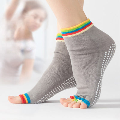 Olivenorma Bunte, knöchellange, zehenfreie Pilates-Socken für Damen, rutschfeste Yoga-Socken - image 14