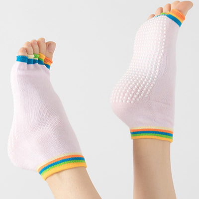Olivenorma Bunte, knöchellange, zehenfreie Pilates-Socken für Damen, rutschfeste Yoga-Socken - image 23