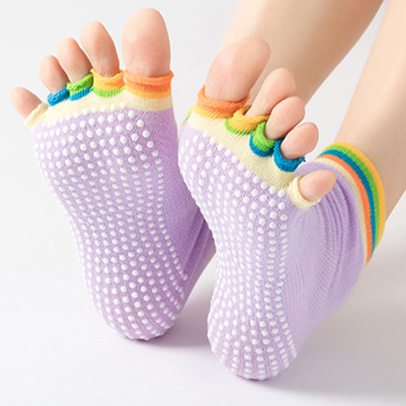 Olivenorma Bunte, knöchellange, zehenfreie Pilates-Socken für Damen, rutschfeste Yoga-Socken - image 18