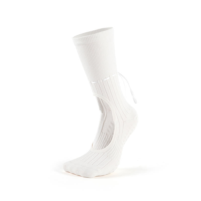 Olivenorma Fitness-Yoga-Socken mit Kordelzug, rutschfest und ohne Fersenriemen - Weiß - 3 Paare - image 8