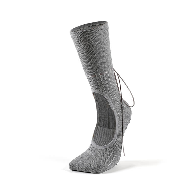 Olivenorma Fitness-Yoga-Socken mit Kordelzug, rutschfest und ohne Fersenriemen - Grau - 3 Paare - image 13