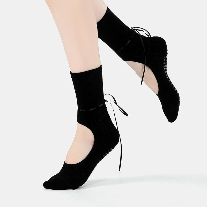 Olivenorma Fitness-Yoga-Socken mit Kordelzug, rutschfest und ohne Fersenriemen - image 2