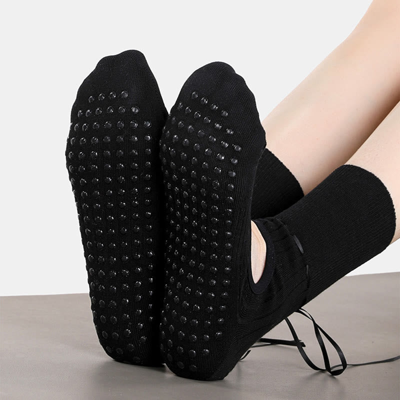 Olivenorma Fitness-Yoga-Socken mit Kordelzug, rutschfest und ohne Fersenriemen - image 5