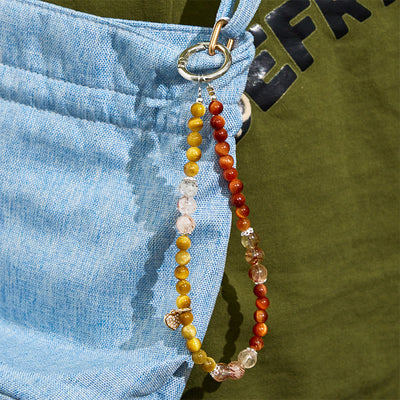 Olivenorma Tigerauge & Gold Rutilquarz Schlüsselanhänger Kristall-Handyband - image 5