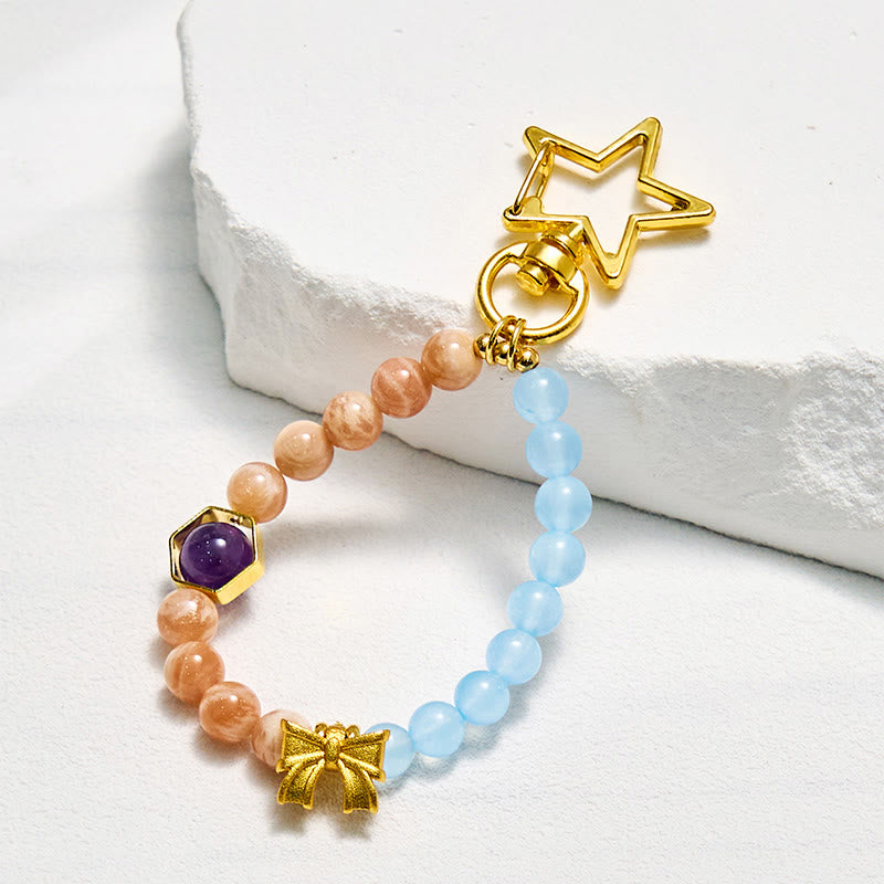 Olivenorma Sonnenstein & Aquamarin Schlüsselanhänger Kristall-Handyband - Sonnenstein & Aquamarin - image 0