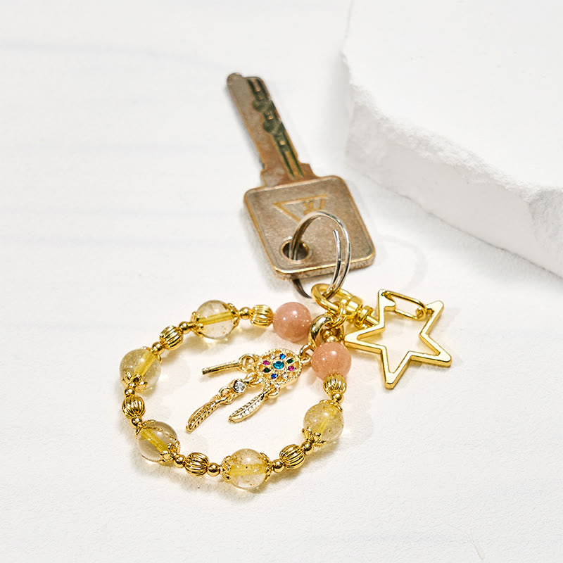 Olivenorma Sonnenstein & Gold Rutilquarz Schlüsselanhänger Kristall-Handyband - image 1