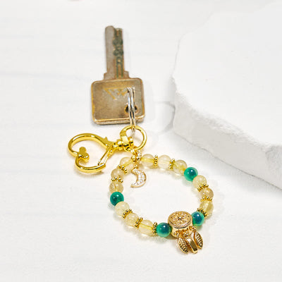 Olivenorma Candy Achat & Gold Rutilquarz Schlüsselanhänger Kristall Handyhalterung - image 2