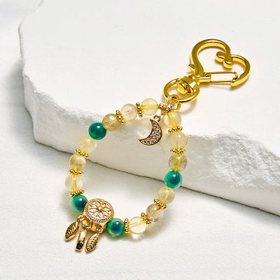 Olivenorma Candy Achat & Gold Rutilquarz Schlüsselanhänger Kristall Handyhalterung - Zuckerachat und Goldrutilquarz - image 0