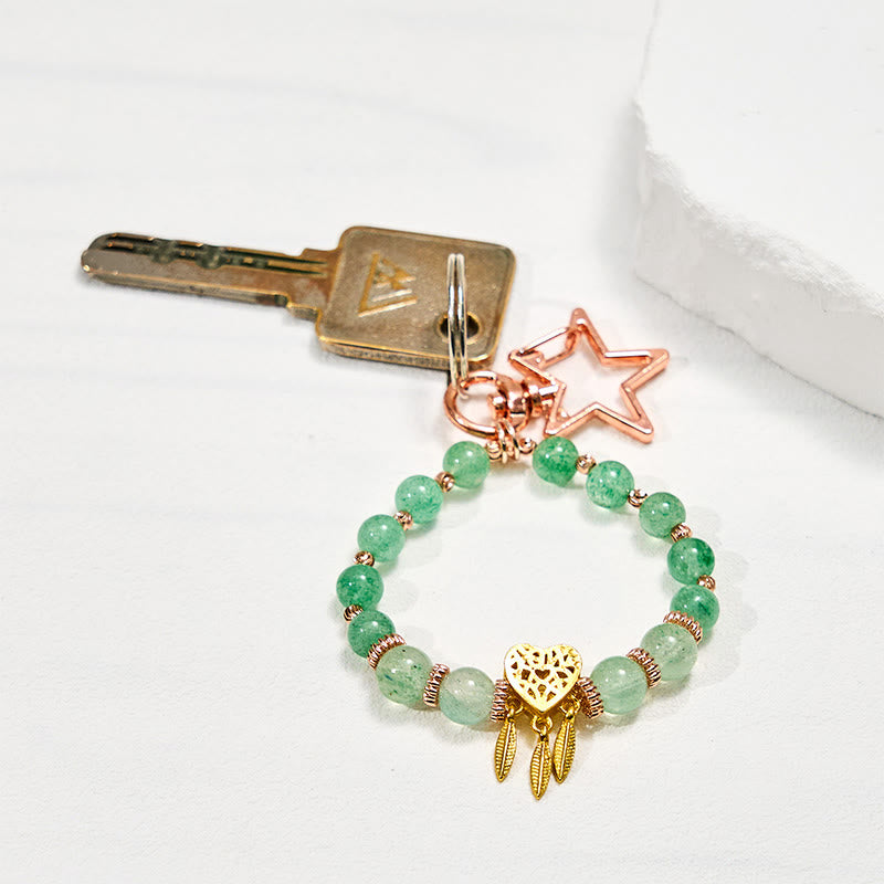 Olivenorma Grüner Rutilquarz Schlüsselanhänger Kristall Handyhalterung - image 1