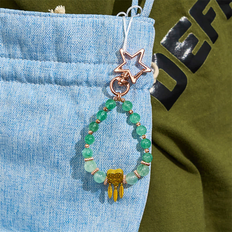 Olivenorma Grüner Rutilquarz Schlüsselanhänger Kristall Handyhalterung - image 5