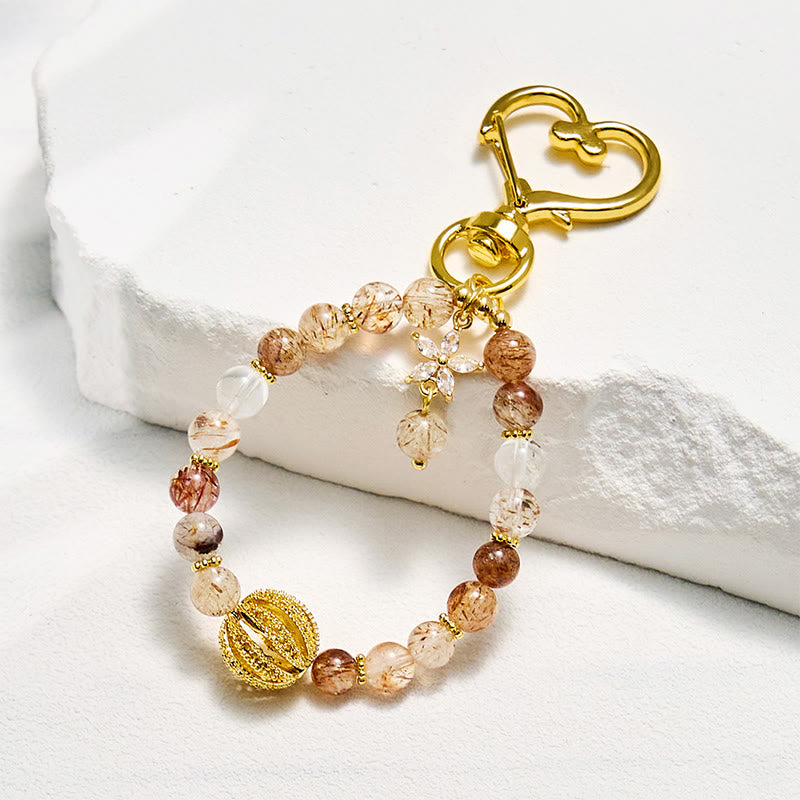 Olivenorma Gold Rutilquarz Schlüsselanhänger Kristall-Handygurt - Goldrutilquarz - image 0