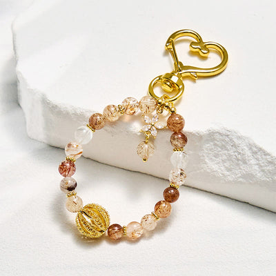 Olivenorma Gold Rutilquarz Schlüsselanhänger Kristall-Handygurt - Goldrutilquarz - image 0