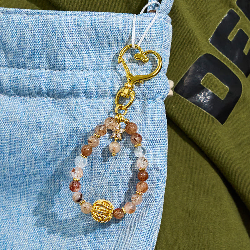 Olivenorma Gold Rutilquarz Schlüsselanhänger Kristall-Handygurt - image 5