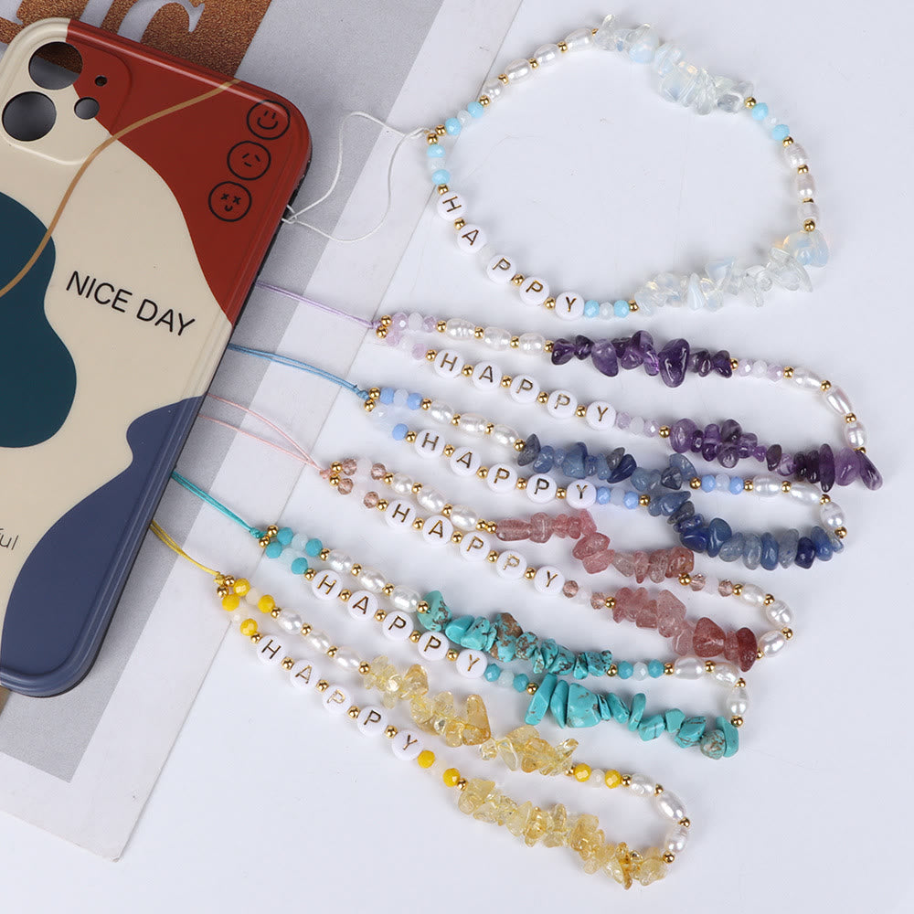 Olivenorma Naturperlen-Schlüsselanhänger, Kristall-Handygurt - image 0