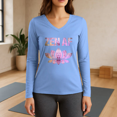 Olivenorma Zen AF Yoga Lotus Langarm-T-Shirt mit V-Ausschnitt - Hellblau - 3XL - image 10