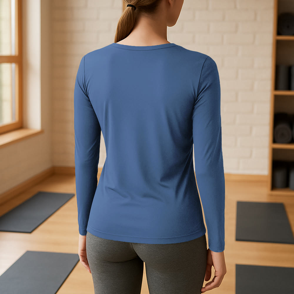 Olivenorma Yoga Lotusblume Om Symbol Langarm-T-Shirt mit V-Ausschnitt - image 2