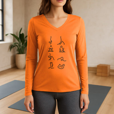 Olivenorma Yoga Meditation Moves Langarm-T-Shirt mit V-Ausschnitt - Orange - 3XL - image 15