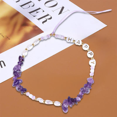 Olivenorma Naturperlen-Schlüsselanhänger, Kristall-Handygurt - Amethyst - image 1