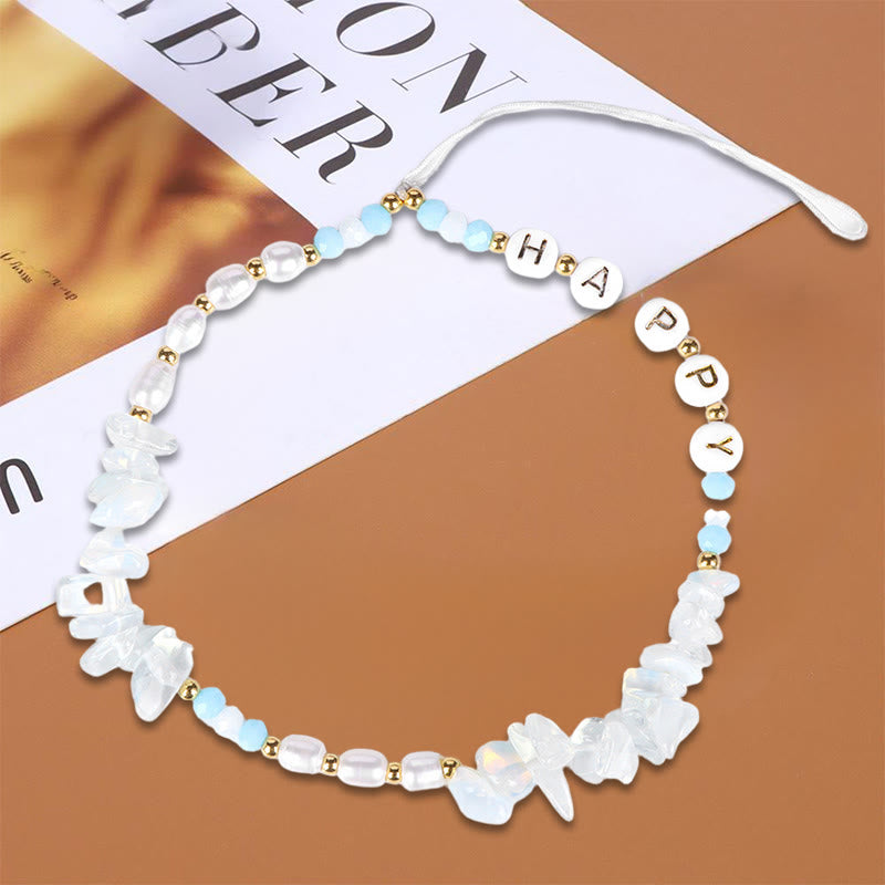 Olivenorma Naturperlen-Schlüsselanhänger, Kristall-Handygurt - Opalit - image 3