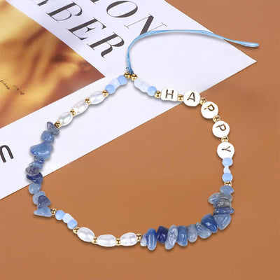 Olivenorma Naturperlen-Schlüsselanhänger, Kristall-Handygurt - Blauer Aventurin - image 11