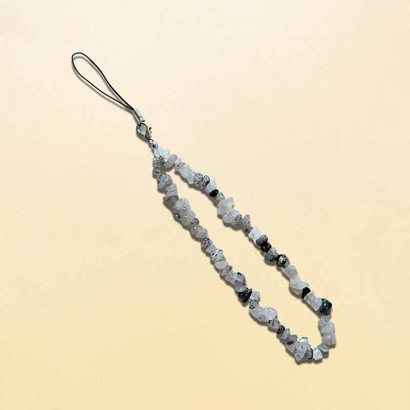 Olivenorma Naturkristall-Mix-Edelstein-Schlüsselanhänger/Handyhalterung - Schwarzer Rutilquarz - image 16