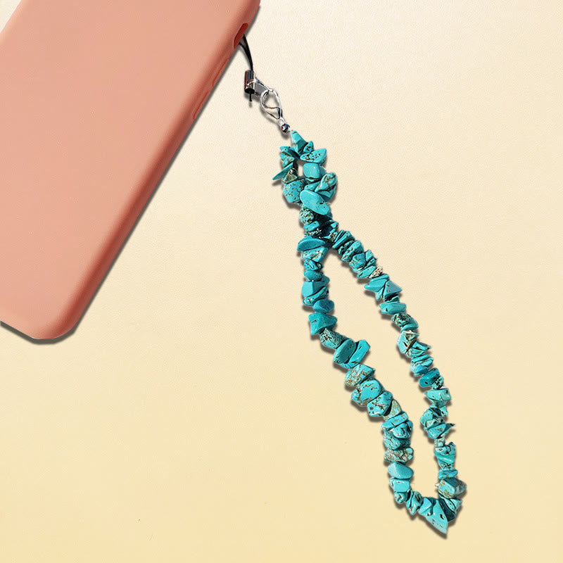 Olivenorma Naturkristall-Mix-Edelstein-Schlüsselanhänger/Handyhalterung - Türkis - image 8