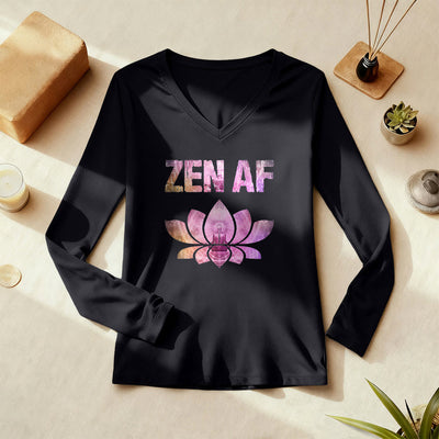 Olivenorma Zen AF Yoga Lotus Langarm-T-Shirt mit V-Ausschnitt - image 0