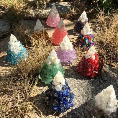 Olivenorma Kristall Mini-Kiefernbaum-Edelsteindekoration - image 0