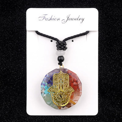 Olivenorma Chakren Natürlicher Kristallstein Böses Auge Symbol Halskette - Style1 - image 0