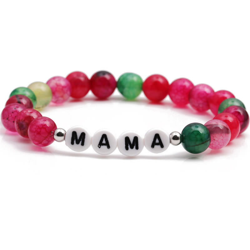 Olivenorma "MAMA" Rot Grün Türkis Perlenarmband