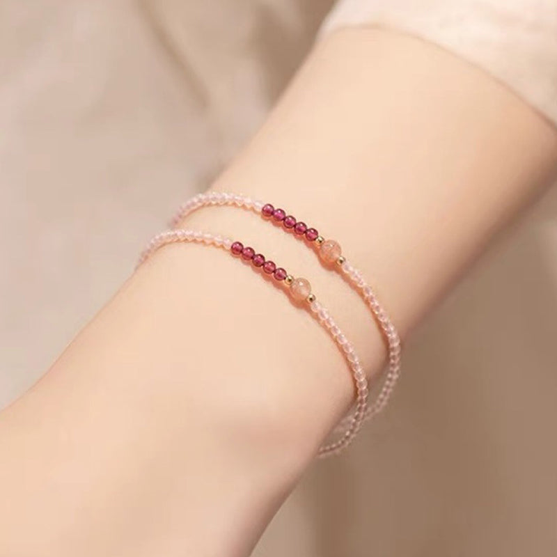 Rosa Kristall Mit Erdbeerquarz Heiligendem Edelsteinarmband 