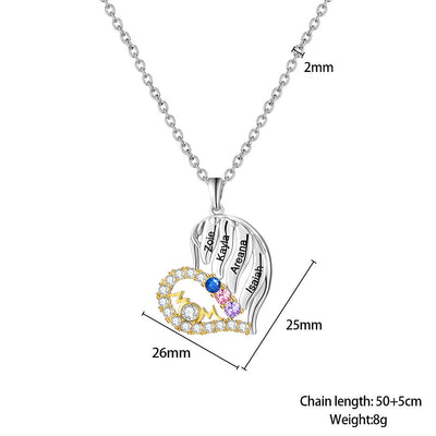 Olivenorma Mutters Geburtssteine ​​Halber Diamant Herz Halskette