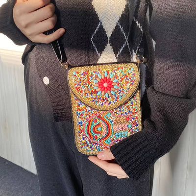 Olivenorma Bohemian Perlen Böses Auge Hamsa Handytasche 