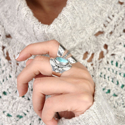 Olivenorma Der Larimar Boho-Ring für Frauen