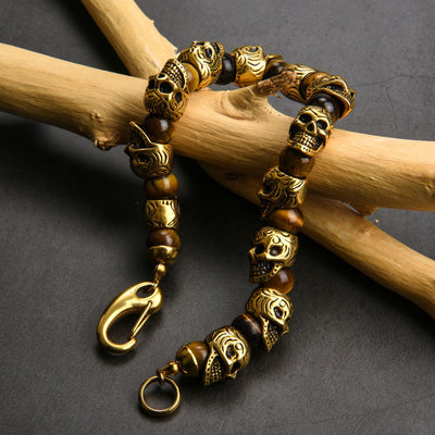 Olivenorma Armband aus natürlichem Tigerauge, handgefertigt, Edelstahl