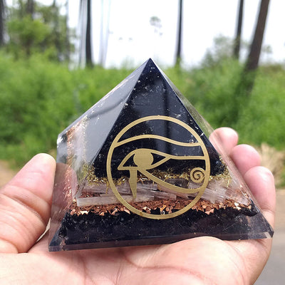 Olivenorma Obsidian Auge des Horus Schutz Orgon-Pyramide 