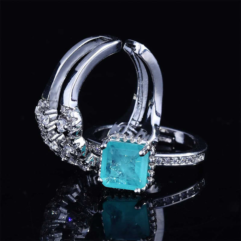 Olivenorma Paraiba Turmalin 2-teiliges Ringset 