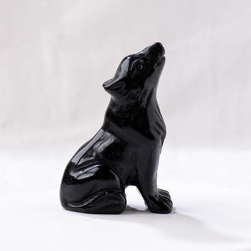 Olivenorma Naturkristall Kleiner Wolf Junge Edelstein-Dekoration
